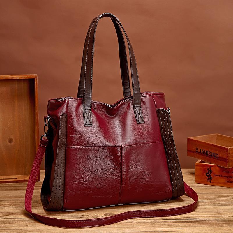 SOFT LEATHER LARGE CAPACITY FASHION TOTE HANDBAG